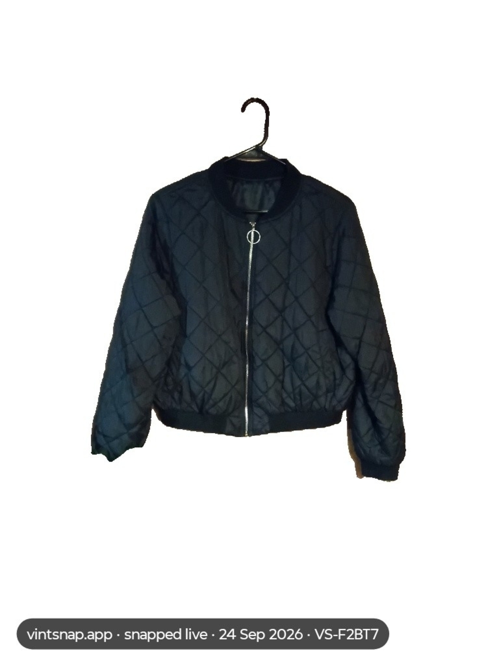 Women's Black Quilted Bomber Jacket with Ring Pull Zip